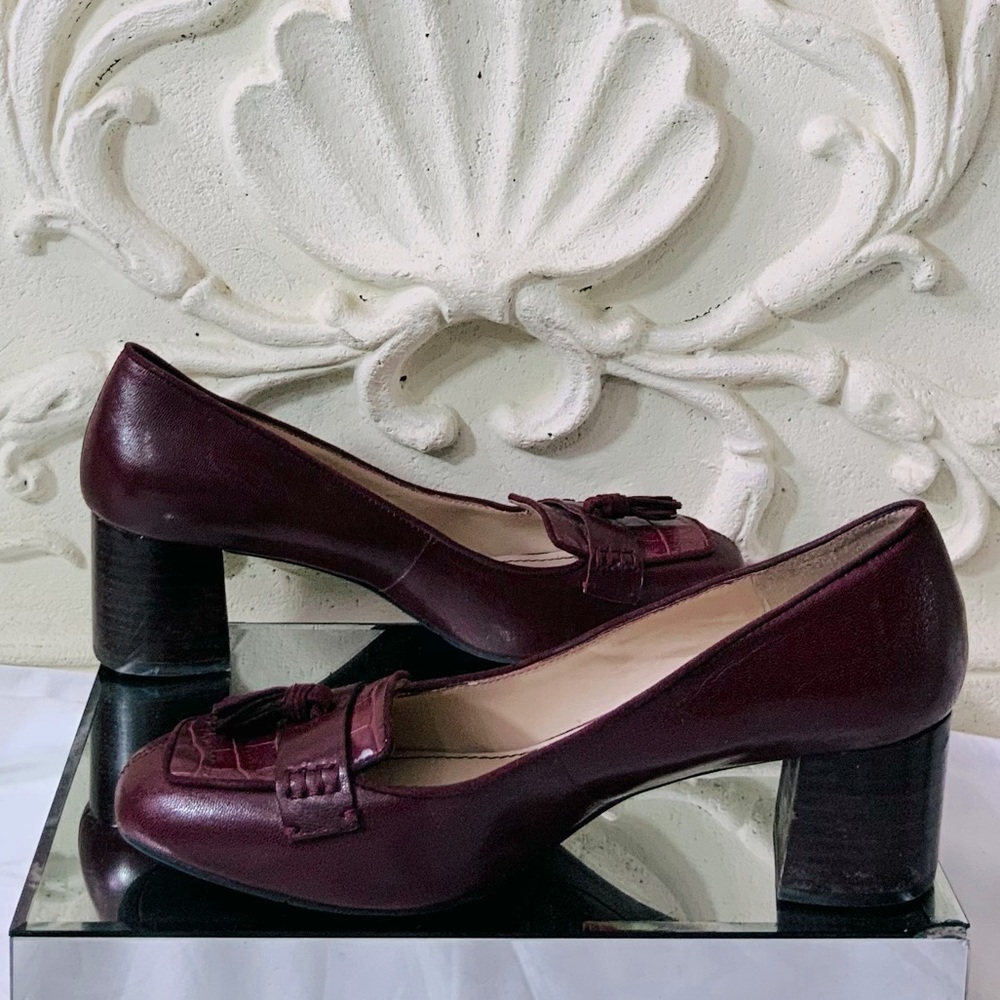 Nine West Burgundy Leather Croc Embossed Loafer NWOT - Picture 10 of 11